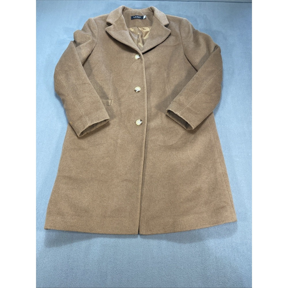Lauren Ralph Lauren Black Label Womens 12 Wool Blend Coat Tan Quiet Luxury
